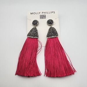 NWT Molly Phillips Pink Tassel Earrings